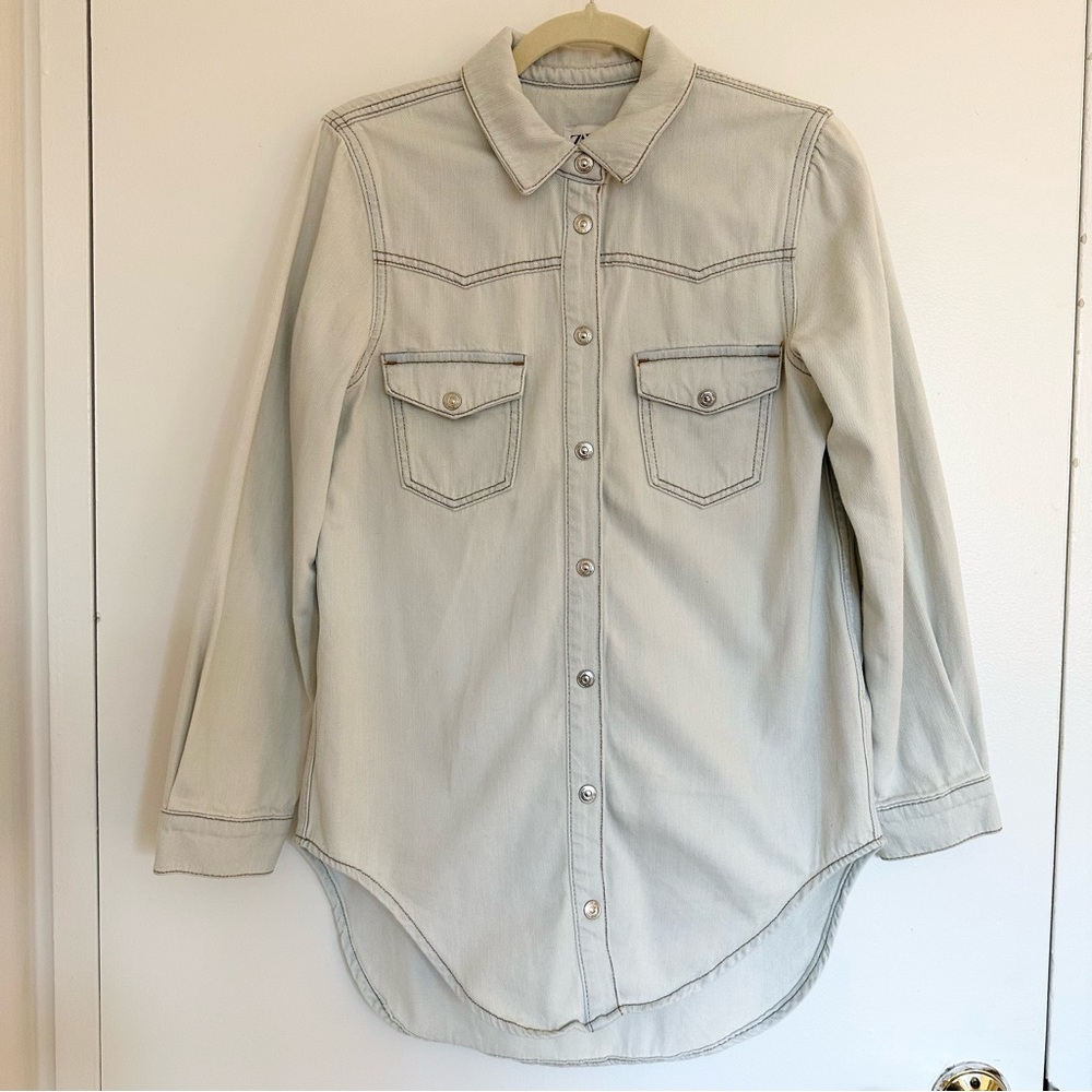 NWOT Zara Denim Overshirt with Snap Buttons